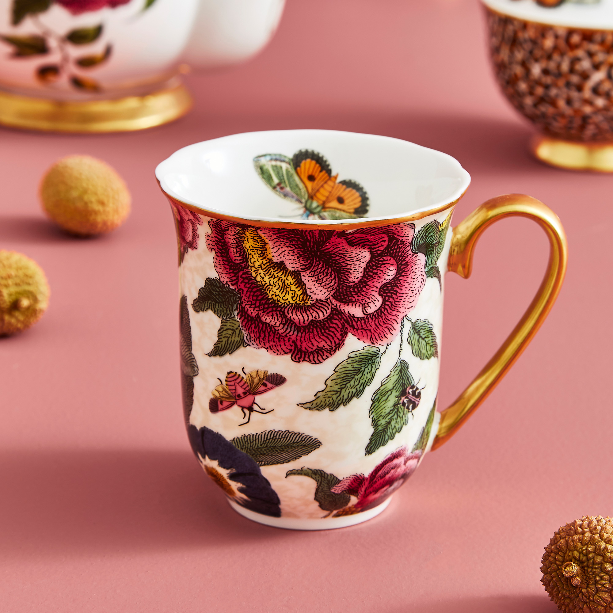 Creatures of Curiosity  Cream Floral 12 Ounce Mug image number null